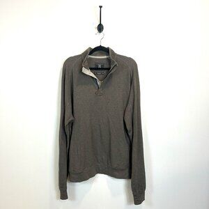 Maker & Company Mens Size XL Brown Cotton 1/4 Zip Pullover‎ Sweater